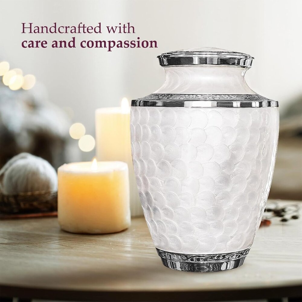 NEW Trupoint Memorials Gorgeous Large Opal & Silver Lining Large Urn for Humans - Picture 4 of 5